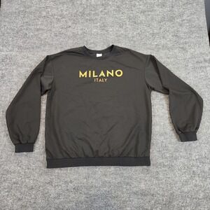MILANO ITALY Graphic Sweatshirt Mens XL Black Polyester Crewneck Pullover...
